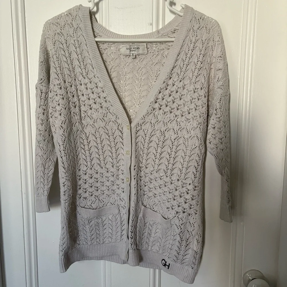 Gilly Hicks Cardigan Sweater with Open Knit Design - Picture 2 of 7